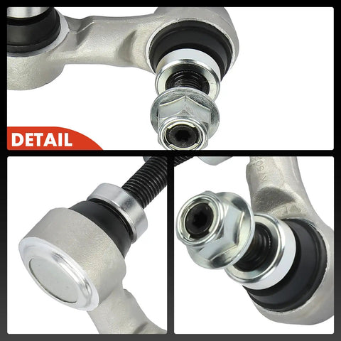 Close-up details of Front Sway Bar Link Kit for Infiniti Vehicles Set of 2 Stabilizer Links showing bolts and steel construction.