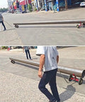 Heavy Duty Pipe Dolly Two Piece Roller Cart For Steel And Fire Pipes With 2200 Pound Capacity rolling steel pipe on job site.