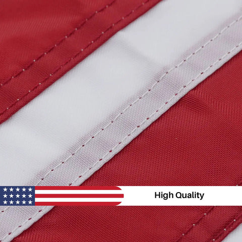 Close-up of stitching on 12x18 Inches Embroidered American Boat Flag Double Sided For Outdoors Nylon Flag With Brass Grommets And Four Stitching Rows