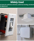 Hella Sturdy 304 Stainless Steel Outlet Box Extender Kit Featuring Heavy Duty Wall Plate Spacers And Sleek Switch Receptacle Shims For A No Hassle Quick Install showing switch box installation.