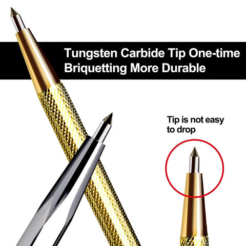 Heavy Duty Tungsten Carbide Tip Scribe Pen For Metal Etching And Engraving On Stainless Steel, Ceramics, Glass, Gold Welds And Metal Sheets, Pro Grade Engraver Scriber Tools, 6 Pack, showing pen tip details.