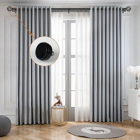 Small Size End Cap Replacement Finials Set Of 2 Black For Curtain Rods Easy Install For Standard Three Quarter Inch Rods With 0.47 Inch Screws Durable Metal Finish on black curtain rod in living room