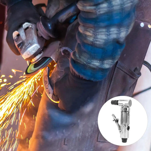 Heavy Duty Industrial Pneumatic Die Grinder With 2 Inch High Speed Disc grinding metal, sparks flying from robust steel housing.
