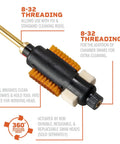 Quick Action Cleaning Brush For Rifles Heavy Duty Field Ready Gunsmithing Care Tool with dual brushes and 8-32 threading.