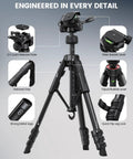 Go To Camera Tripod With Rapid Leg Deployment For DSLR, iPhone And GoPro, 67 Inch Adjustable Stand showing quick release plate