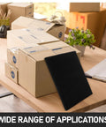 Polyurethane Foam Padding Pack Cut To Size Four Pieces Black Shockproof Protection on desk with shipping boxes