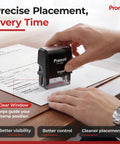 Dead Legit Self Inking Approved Rubber Stamp For Office And Business Paperwork Drops Slick Sharp Marks Every Time in use on document.