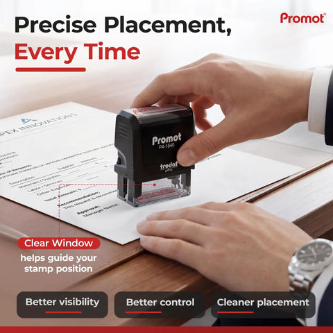 Dead Legit Self Inking Approved Rubber Stamp For Office And Business Paperwork Drops Slick Sharp Marks Every Time in use on document.