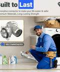 Magnetic Dryer Vent Connector Kit Fits DV180 Style 4 Inch with No Leaks Airtight Seal, technician demonstrating installation