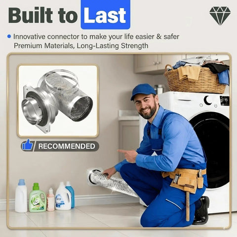 Magnetic Dryer Vent Connector Kit Fits DV180 Style 4 Inch with No Leaks Airtight Seal, technician demonstrating installation