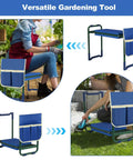 Workhorse Garden Kneeler And Seat With Thick Wider Soft EVA Pad Foldable Heavy Duty Durable Garden Stool With Tool Bag