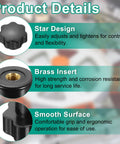 Seven Point Star Grippy Knobs M4 Thread Clamp Handles Black Pack Of 10 With Brass Insert Screw In Hand Knobs for jigs details