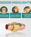 100 Pack Copper Union Coupling Fittings 1 X 1 Inch Press Connectors design highlights showing alignment and sealing features.