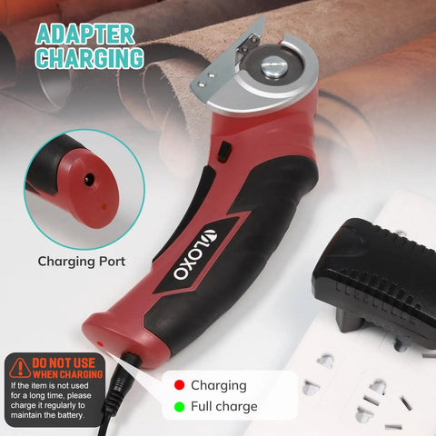 Cordless Electric Scissors For Cardboard And More 240 RPM Box Cutter That Slices Through Quarter Inch Materials With Ease Self Sharpening Tungsten Steel Blade Cuts Leather Carpet Plastic Mats Felt And More charging port