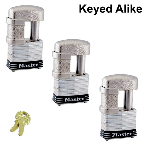 Three Keyed Alike Padlocks For Trailer And Outdoor Security With Six Keys Beefy Weatherproof Locks
