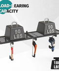 Wall Mounted Storage Shelf 46 Inch By 12.6 Inch Built Tough Heavy Duty Garage Organizer With 180 Lbs Capacity displayed with weights