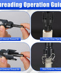 Lanties 2 Pcs Pipe Threader Kit For Fast Diy Plumbing Repairs and Irrigation Setups, guide for using internal and external thread bits.