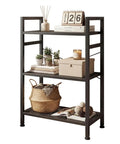 Dope Three Tier Industrial Bookcase With Metal Frame Black Finish For Living Room Home Office And Bedroom Storage Shelving