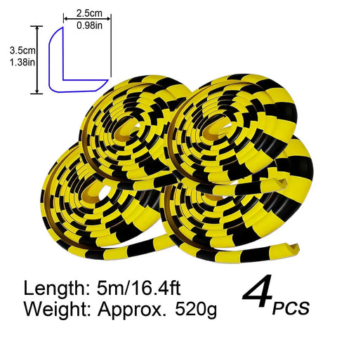 Hassle Free Rig Ready L Shape Garage Wall Bumpers Yellow Black Nbr Foam Edge Protectors Peel And Stick Corner Guards For Warehouse And Shop Furniture Shields