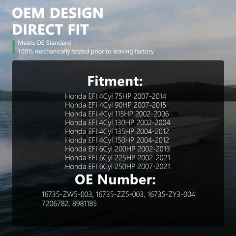 Overview of Honda EFI outboard fitment, OE numbers for direct fit replacement from 2007-2021 models