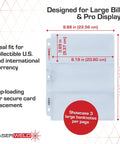 LaserWeld Four Pocket Currency Page For 100 Count Keeps Four Bills Neatly Labeled With Label Pocket Acid Free Polypropylene
