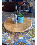 Turquoise Barrel Head Lazy Susan 10 Inch Wooden Turntable Serving Tray for Dining Table with decor items