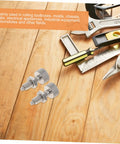 Two Piece Stainless Steel Retractable Spring Loaded Indexing Plunger Lock For Rolling Toolboxes on wooden surface with tools.