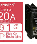 Homeline 20 Amp 120 Volt Plug In Circuit Breaker 1 Pole UL Listed 10 kA AIR Standard Type 10 Pack
