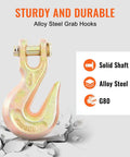 Close-up of alloy steel grab hook for Three Eighth Inch 20 Ft G80 Transport Tow Chain With Grab Hooks 7100 Lbs Working Load Limit