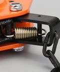 Close-up of Heavy Duty 3 Ton Vertical Plate Lifting Clamps showing spring mechanism and robust metal connection.
