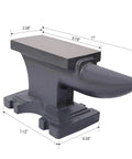 Heavy Duty Cast Iron Anvil With Single Horn And Stable Base For Blacksmiths, Pro Grade Tool showcasing dimensions and design.