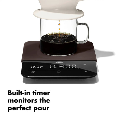 Precision Coffee Scale With Built In Timer For Pour Over, 6 Pound Capacity, Measures From 0.5 Gram Increments To 0.1 Gram Steps