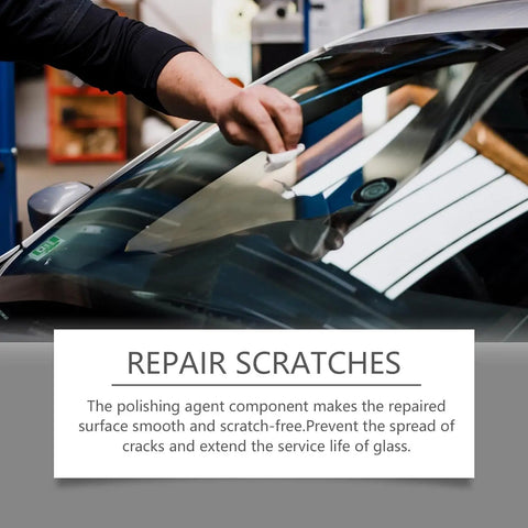 Person using Windshield Crack Repair Kit For Chips And Cracks Two Pack, Glass Repair Liquid For Auto Windows on car windshield