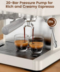 20 Bar Espresso Machine With Built-In Anti-Clog Grinder, Milk Frother And Tamping Tools For Latte Art brewing espresso shots