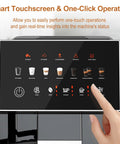 Smart touchscreen on Total Game Changer Super Automatic Espresso Machine With Built In Grinder And 15 Custom Settings for easy operations.