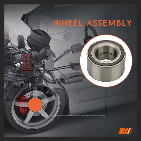 Diagram of car wheel assembly with highlighted Front Wheel Hub Bearing FW89 Pair For Honda Civic 2006-2020 And Acura ILX 2013-2014