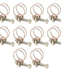 Ten Pieces Stainless Steel Double Wire Hose Clips Adjustable Clamp Set for Water Hose Barb Pipe Fastener Zinc Plated