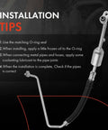 A/C discharge line hose assembly with metal pipe and flexible rubber hose for GM Cadillac/Chevrolet/GMC vehicles.
