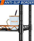 Built Tough Five Tier Wire Shelving Unit Black Metal Storage Rack With Adjustable Height For Laundry Room Kitchen Pantry Closet displaying an anti-slip border.