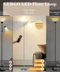 Floor Lamp With Remote Control And Adjustable Reading Lamp, Two Smart Bulbs Included, Four Color Temperatures, LED Torchiere