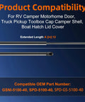 Heavy Duty 12 Inch 40 Lb Gas Strut Lift Support For RV Camper Motorhome Doors, compatibility list displayed