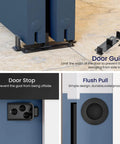 Ceiling Mount Bypass Sliding Door Hardware Kit For Cabinets And Closets, 60 Inch Long, Double Pocket Doors, door stop, guide, flush pull