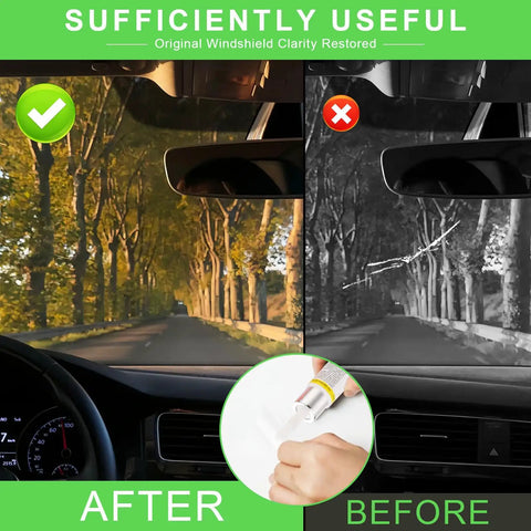 Before and after using Fast Windshield Repair Kit For Cars With 20 Minute Cure No Tools Required Fix Glass Cracks And Chips At Home