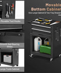 Six Drawer Rolling Tool Chest With Locking Cabinet On Wheels, 3 In 1 Tool Cabinet With Sliding Drawers And Removable Top Box