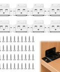 L Shape Furniture Joint Braces Kit White 8 Piece Set No Fuss With Screws Heavy Duty Metal Corner Brackets for Reinforcement