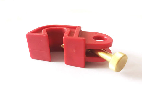 Legit Heavy Duty Universal Circuit Breaker Lockout with brass screw detail for easy tool-free setup on panels.