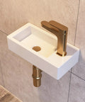 Wall Mounted Bathroom Sink 15x7 Inch Small Ceramic Rectangular Vessel Basin With Right Hand Faucet Hole Space Saving Fixture