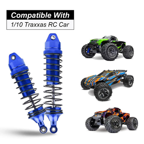All Metal Shocks Set 1/10 Scale RC Cars Blue 4 Pack Oil Type Unoiled for Adjustable Damping Compatible With Traxxas Slash 4x4