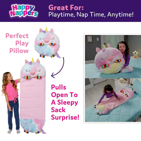 Rainbow Unicorn 2-In-1 Pillow and Sleep Sack, Cozy Nap Buddy for Travel and Sleepovers, in pink 54x20 size
