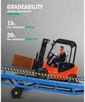 2 Ton Electric Forklift Truck With 3m Lift Height For Warehouse Pallet Handling And Cargo Transport Heavy Duty Material Handling Equipment With Multiple Mast Configurations And Attachments For Factory Storage, showing gradeability test